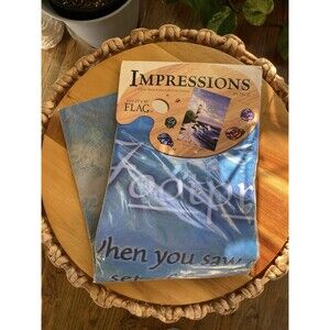 VTG Footprints in the Sand Hand Painted Touch FLAG IMPRESSIONS By NCE 25” X 38”